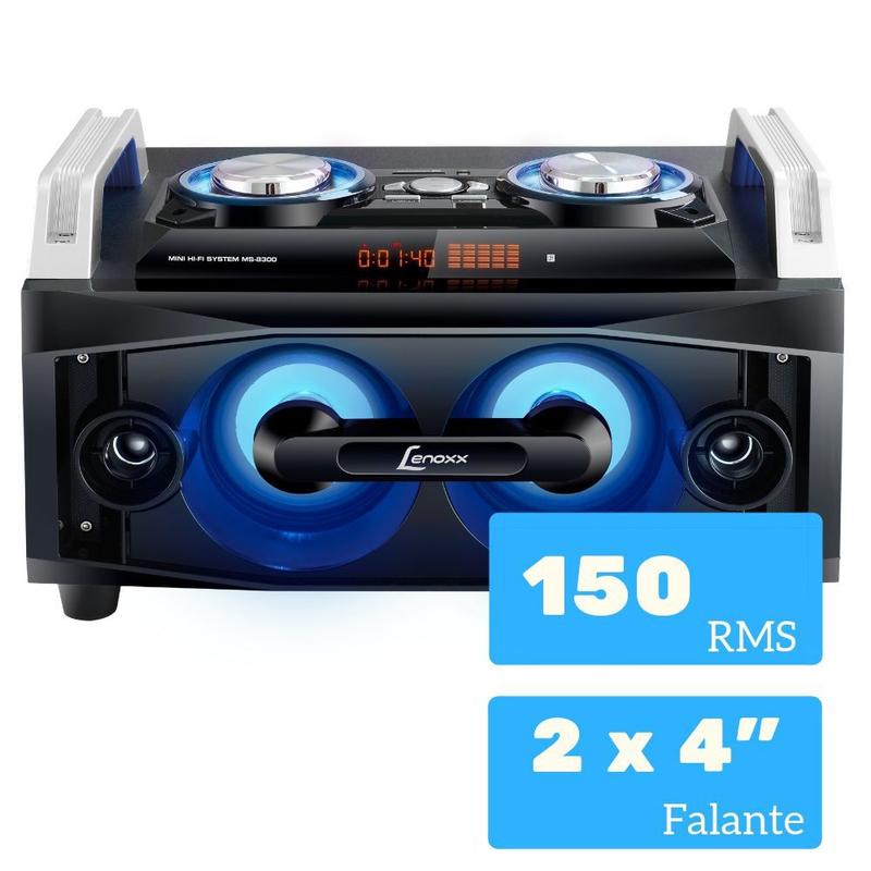 Caixa de Som Mini System Lenoxx MS8300 - Microfone Sem Fio - Mini